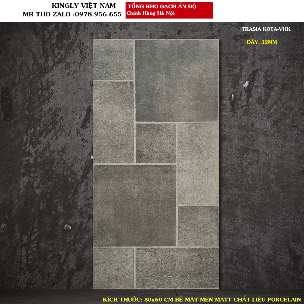 Gạch lát sân giả đá ấn độ 30x60 trasia KOTA